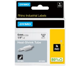 Fita Original DYMO 18051 Tubo termo-retrátil Preto / Branco 6mm x 1.5m