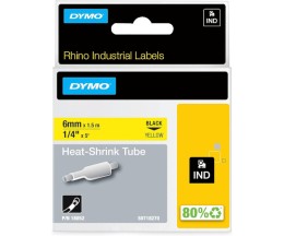 Fita Original DYMO 18052 Tubo termo-retrátil Preto / Amarelo 6mm x 1.5m