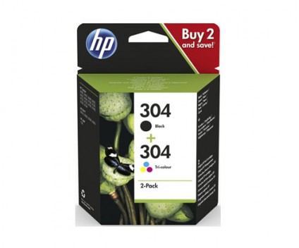 2 Tinteiros Originais, HP 304 Preto 2ml + Cor 2ml