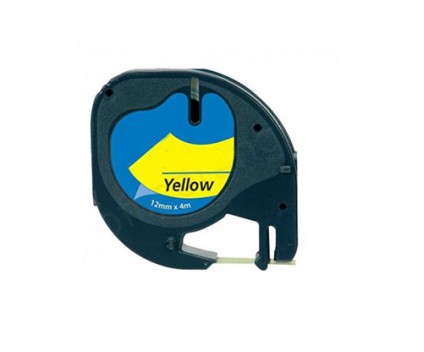 Fita Compativel DYMO 91222 Preto / Amarelo 12mm x 4m
