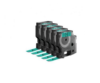 5 Fitas Compativeis, DYMO 45019 Verde 12mm x 7m