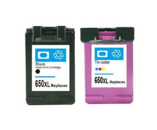 2 Tinteiros Compativeis, HP 650 XL Preto 20ml + Cor 17ml