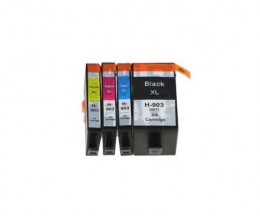 4 Tinteiros Compativeis, HP 903 XL Preto 21.5ml + Cor 14ml ~ 825 Paginas