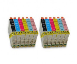 12 Tinteiros Compativeis, Epson T0481-T0486 Preto 18ml + Cor 18ml