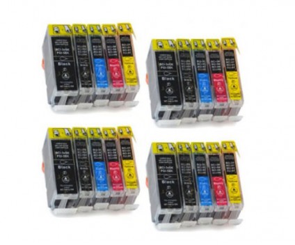 20 Tinteiros Compativeis, Canon BCI-3 / BCI-6 / BCI-5 Preto 26.8ml + Cor 13.4ml