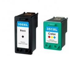 2 Tinteiros Compativeis, HP 351 XL Cor 18ml + HP 350 XL Preto 25ml