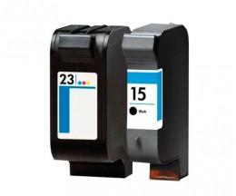 2 Tinteiros Compativeis, HP 23 Cor 39ml + HP 15 Preto 40ml