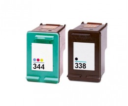 2 Tinteiros Compativeis, HP 344 Cor 18ml + HP 338 Preto 20ml