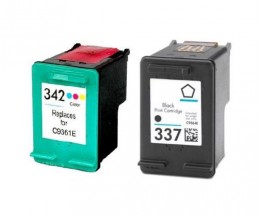 2 Tinteiros Compativeis, HP 342 Cor 18ml + HP 337 Preto 18ml