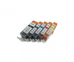 5 Tinteiros Compativeis, Canon PGI-525 / CLI-526 Preto 19.4ml + Cor 9ml