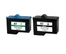 2 Tinteiros Compativeis, Lexmark 82 Preto 21ml + Lexmark 83 Cor 15ml