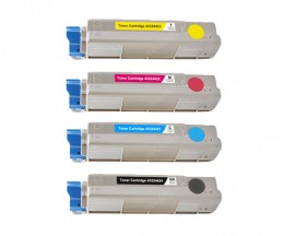 4 Toners Compativeis, OKI 4332442X Preto + Cor ~ 6.000 / 5.000 Paginas