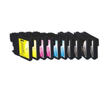 10 Tinteiros Compativeis, Brother LC-980 XL / LC-985 XL / LC-1100 XL Preto 28ml + Cor 18ml