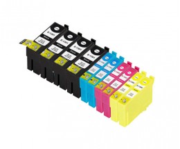 10 Tinteiros Compativeis, Epson T1301-T1304 Preto 33ml + Cor 14ml