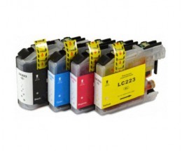 4 Tinteiros Compativeis, Brother LC-221 / LC-223 Preto 16.6ml + Cor 9ml