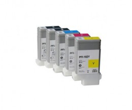 5 Tinteiros Compativeis, Canon PFI-102 Preto + Cor 130ml