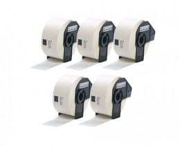 5 Etiquetas Compativeis, Brother DK11208 38mm x 90mm Rolo branco 400 / Rolo