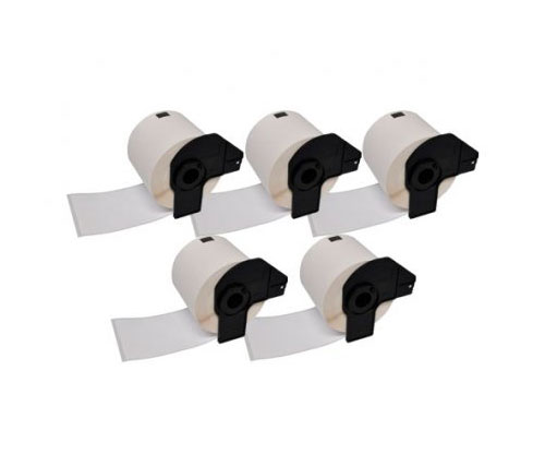 5 Etiquetas Compativeis, Brother DK22211 29mm x 15.24m Rolo Branco Papel