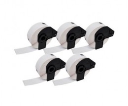 5 Etiquetas Compativeis, Brother DK11219 12mm Redondas 1.200 / Rolo branco