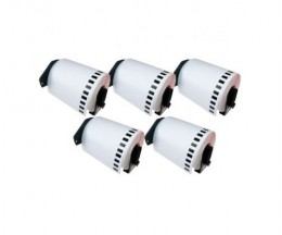 5 Etiquetas Compativeis, Brother DK22243 102mm x 30.48m Rolo Branco