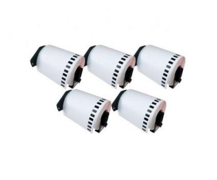 5 Etiquetas Compativeis, Brother DK22243 102mm x 30.48m Rolo Branco