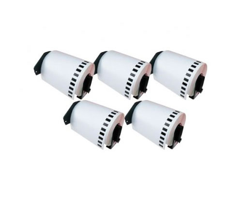 5 Etiquetas Compativeis, Brother DK22243 102mm x 30.48m Rolo Branco