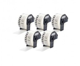 5 Etiquetas Compativeis, Brother DK22225 38mm x 30.48m Rolo Branco