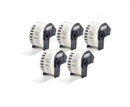 5 Etiquetas Compativeis, Brother DK22225 38mm x 30.48m Rolo Branco