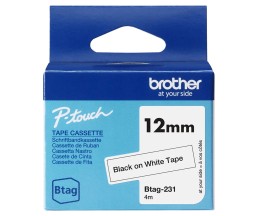 Fita Original Brother BTAG-231 preto sobre branco 12mm x 4m