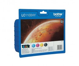 4 Tinteiros Originais, Brother LC-1100HY Preto 21.6ml + Cor 10.1ml