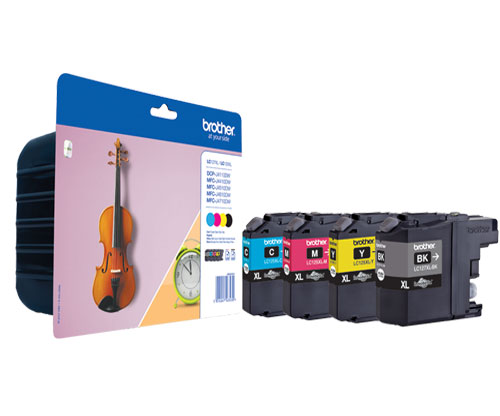 4 Tinteiros Originais, Brother LC-127XLVALBP Preto 27.4ml + Cor