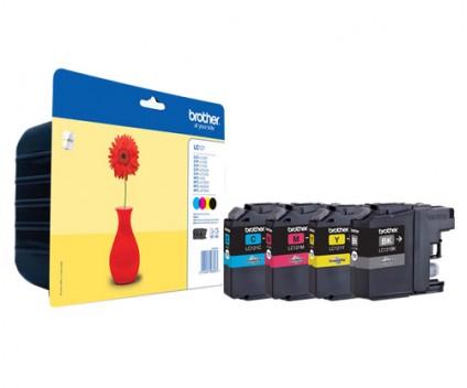 4 Tinteiros Originais, Brother LC-121VALBPDR Preto 7.1ml + Cor 3.9ml