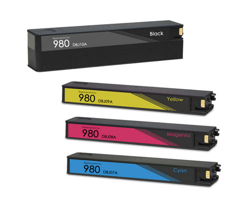 4 Tinteiros Compativeis, HP 980 Preto 256ml + Cor 110ml