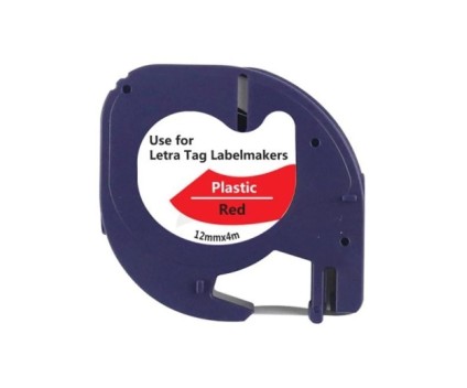 Fita Compativel DYMO S0721630 12m x 4m Texto preto sobre fundo vermelho