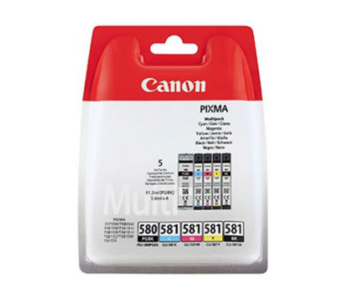 5 Tinteiros Originais, Canon PGI-580 / CLI-581 BK / C / M / Y / PBK
