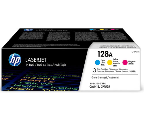 3 Toners Originais, HP 128A Cor CMY