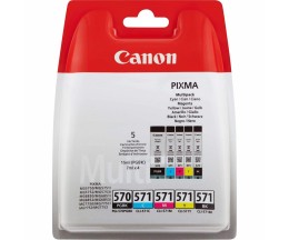 5 Tinteiros Originais, Canon PGI-570 / CLI-571 Preto 15ml + Cor 7ml