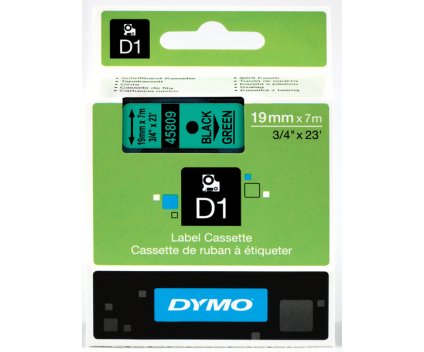 Fita Original DYMO 45809 Preto / Verde 19mm x 7m